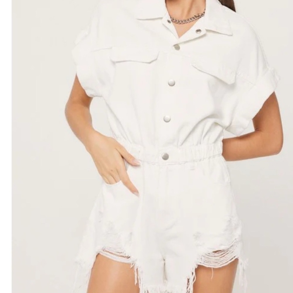White Button-Up Jumpsuit